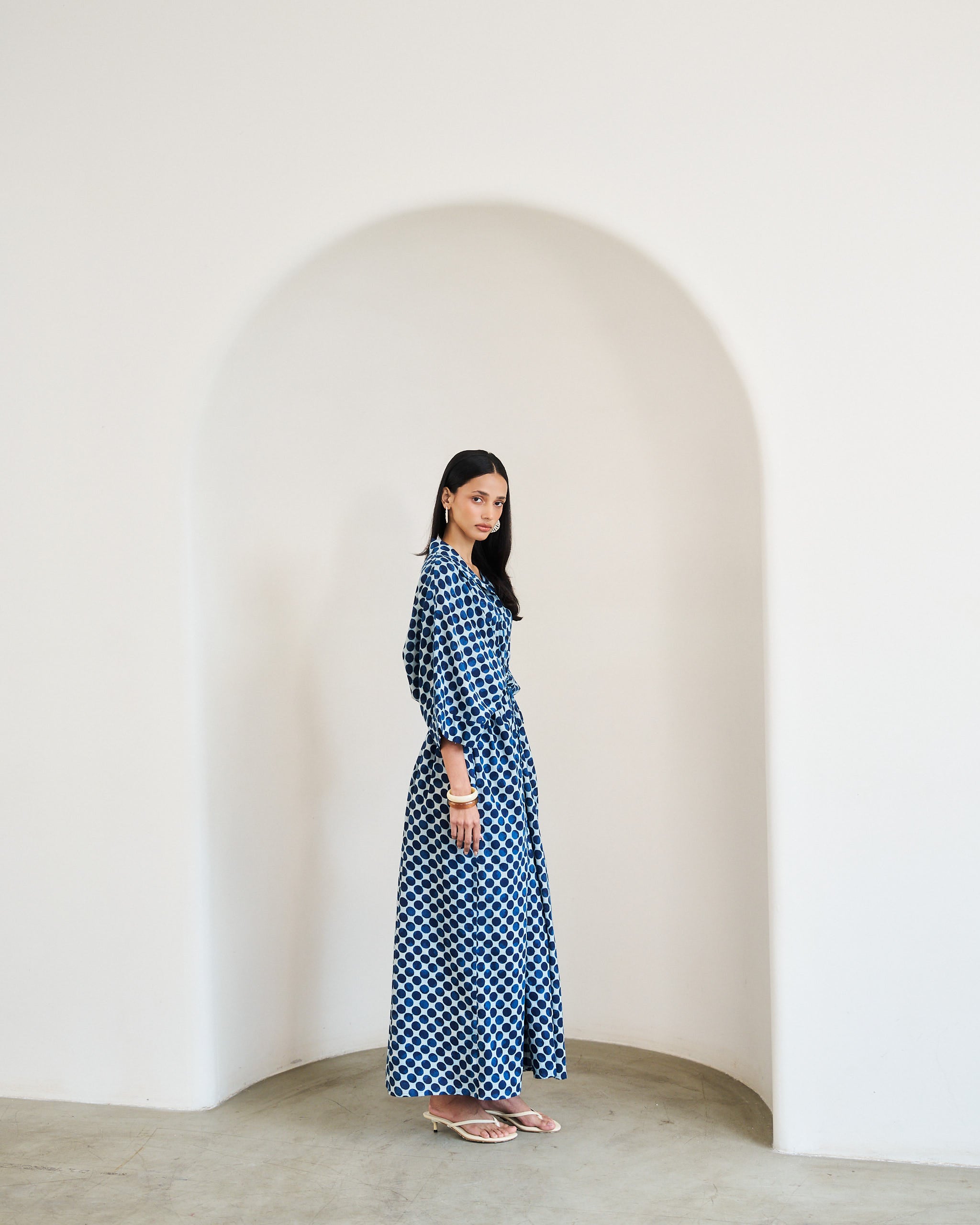 Confluence Dress - Rain Dot Indigo
