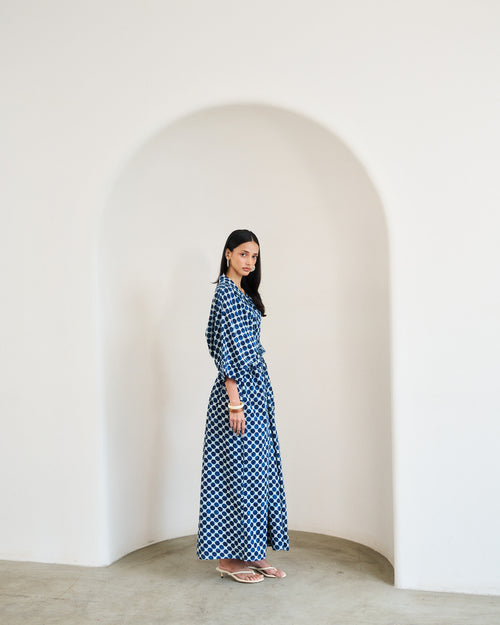 Confluence Dress - Rain Dot Indigo