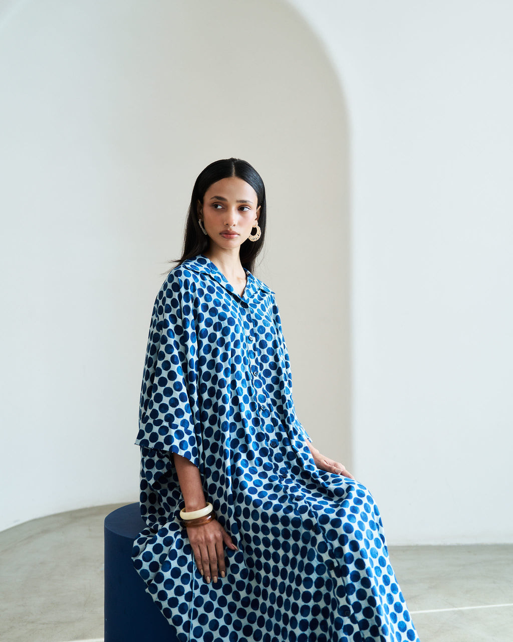 Confluence Dress - Rain Dot Indigo