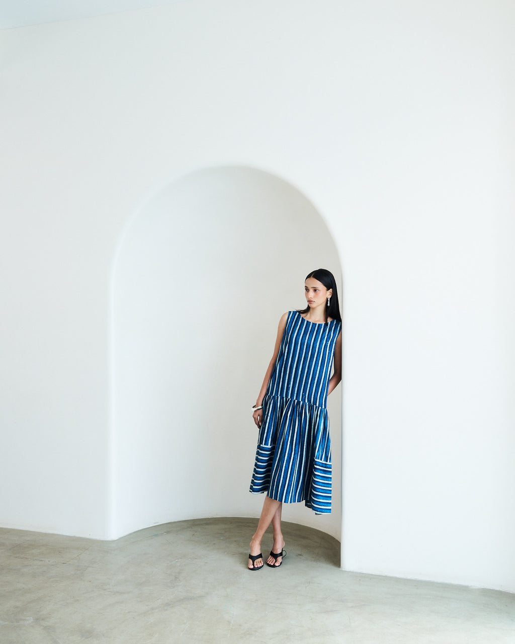 Almost Vertical Dress - Riverline Stripe Indigo