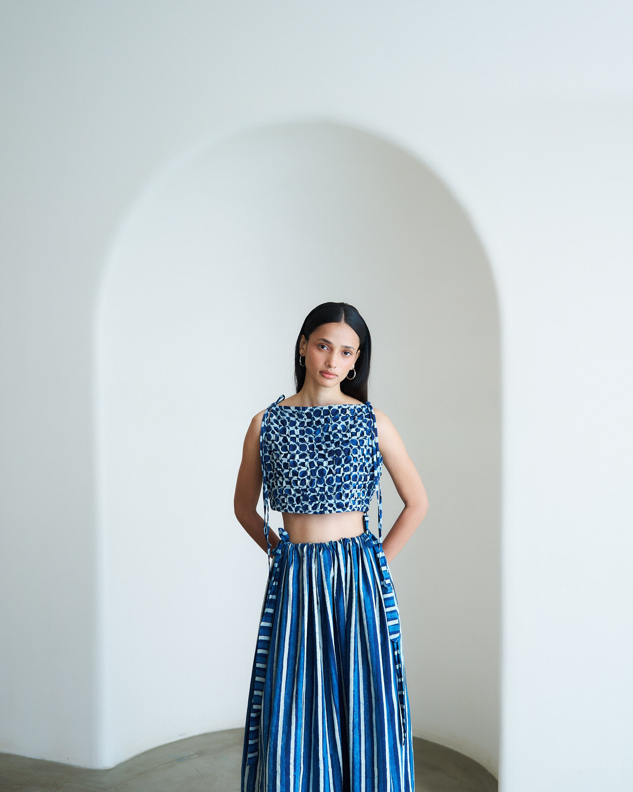Long Day Skirt - Riverline Stripe Indigo