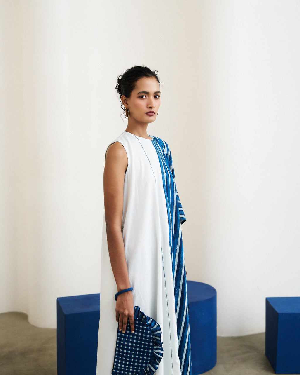Indus Dress - Riverline Stripe Indigo