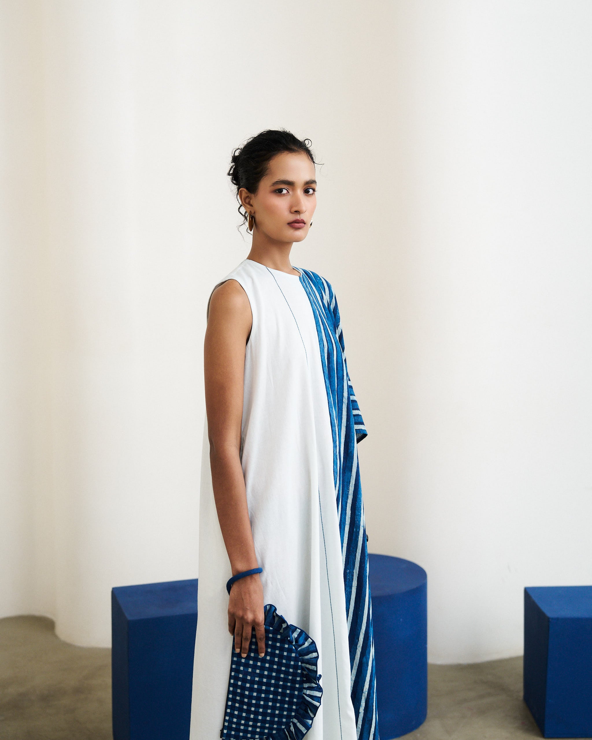 Indus Dress - Riverline Stripe Indigo