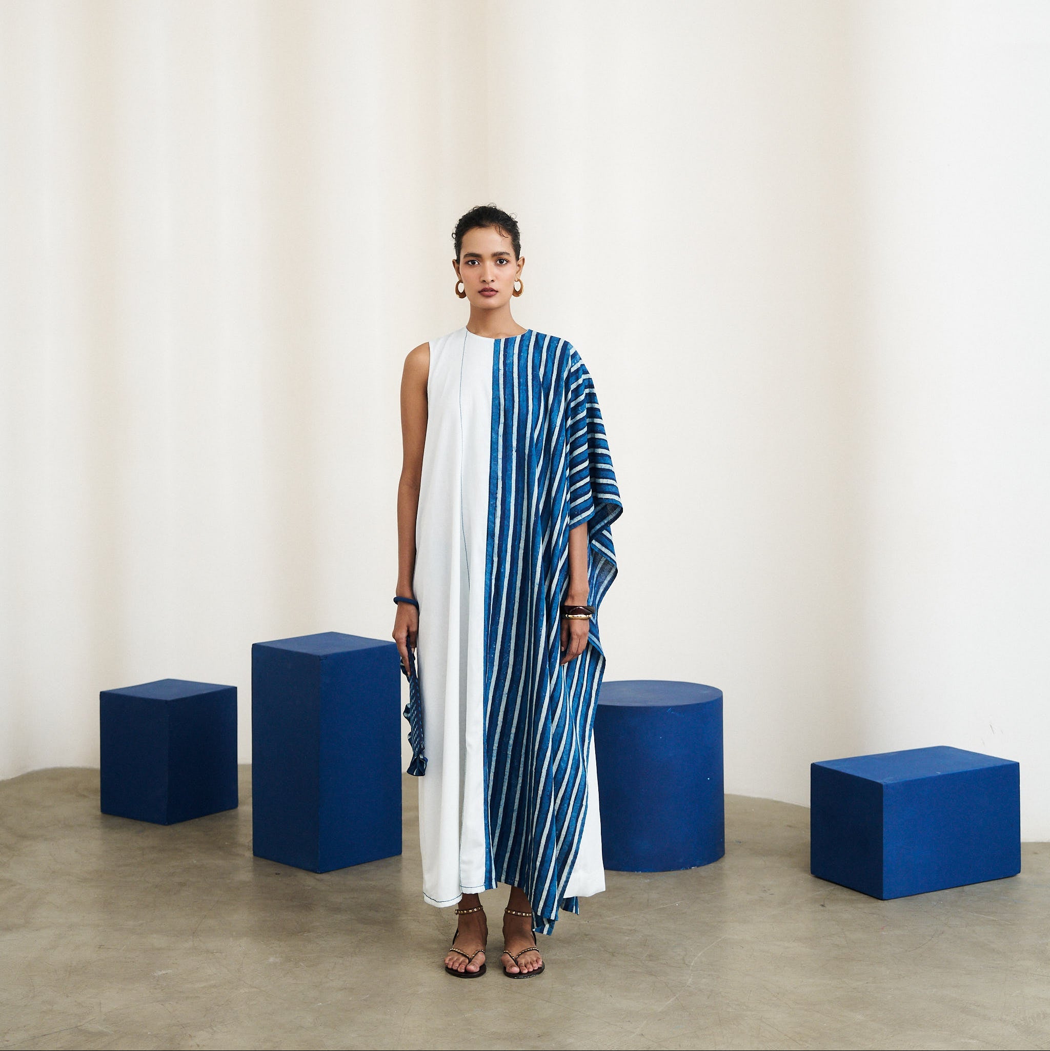 Indus Dress - Riverline Stripe Indigo