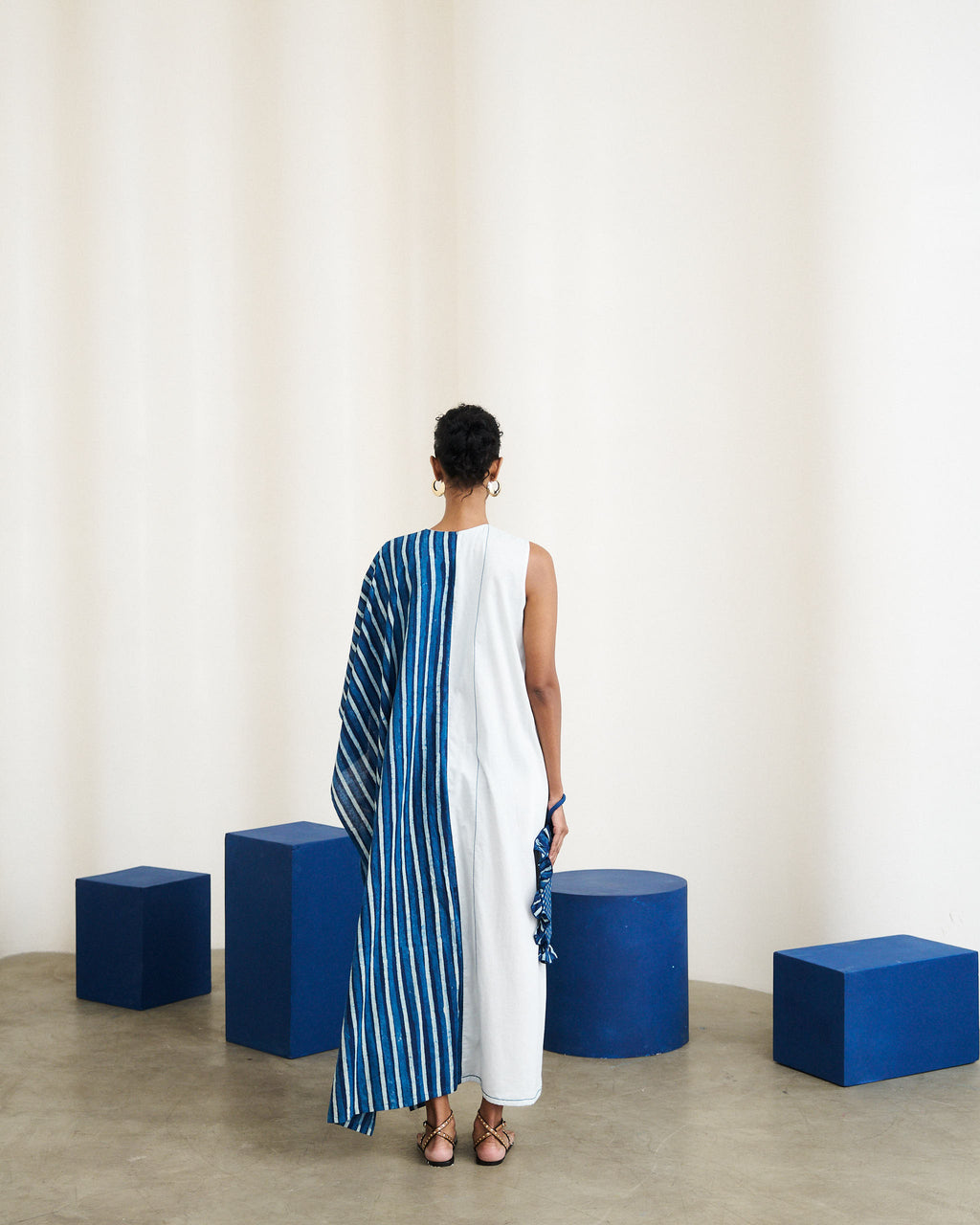 Indus Dress - Riverline Stripe Indigo