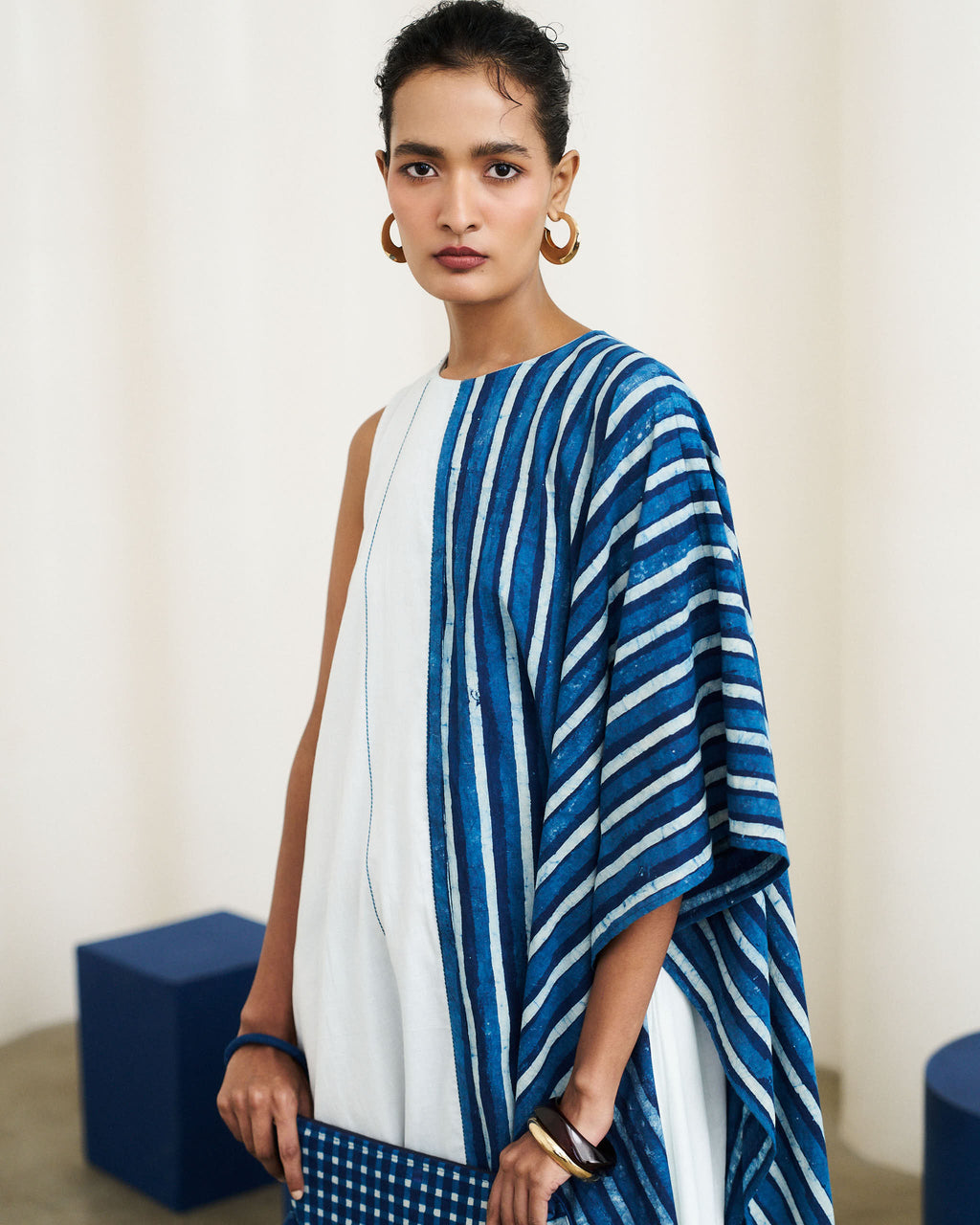Indus Dress - Riverline Stripe Indigo