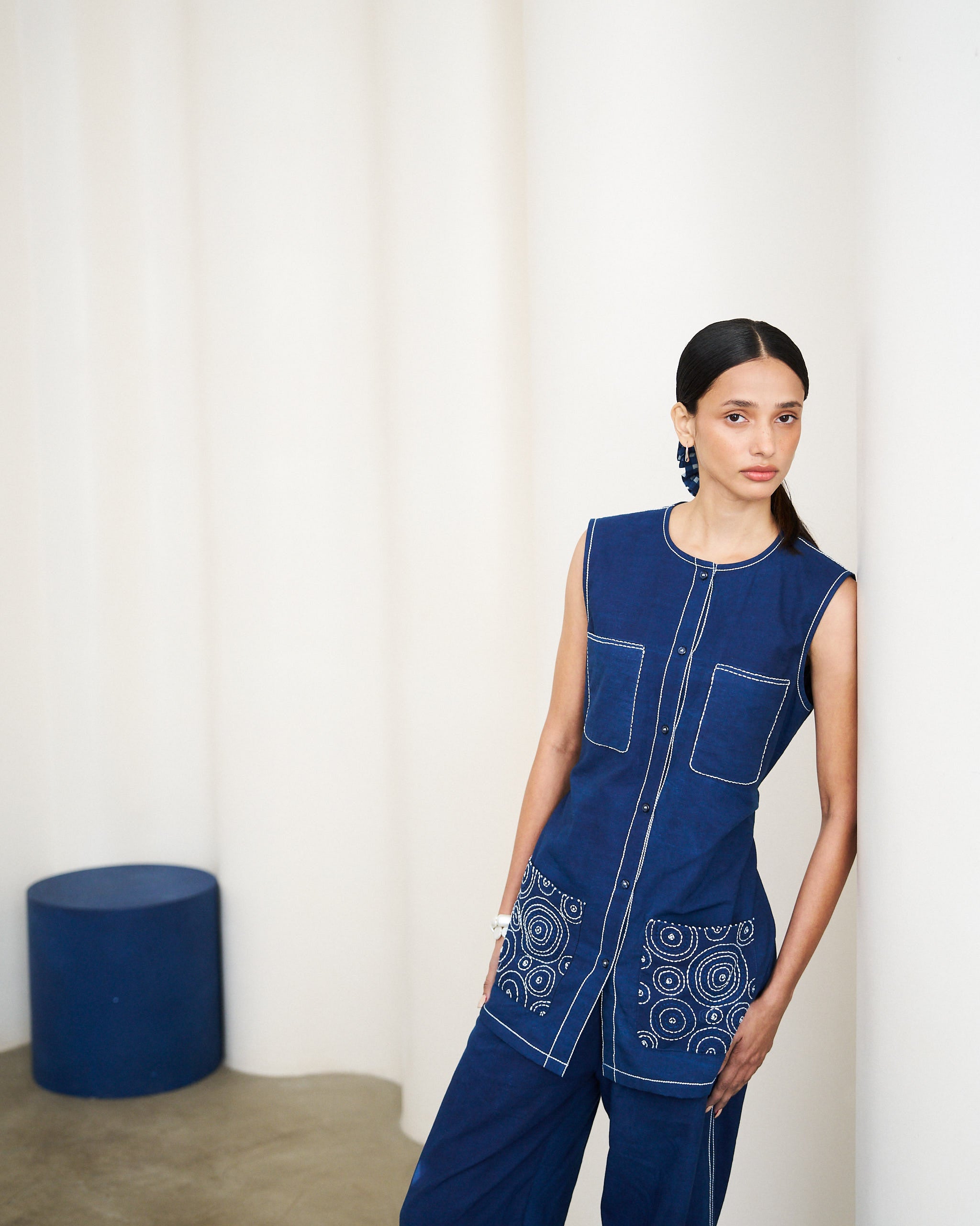Belted Utility Shirt - Indigo Vat