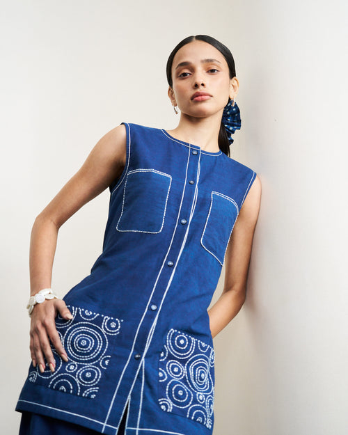 Belted Utility Shirt - Indigo Vat