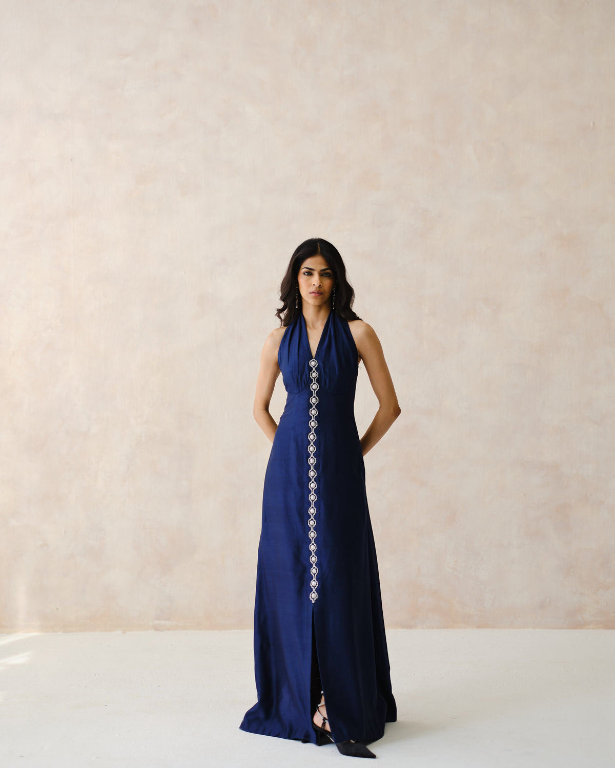 SPINE - Dastan Navy Halter Dress