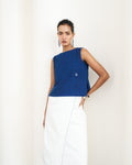 Kantha Grid Cropped Top - Indigo Vat