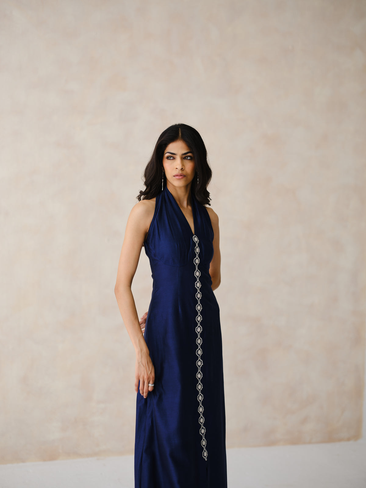 SPINE - Dastan Navy Halter Dress