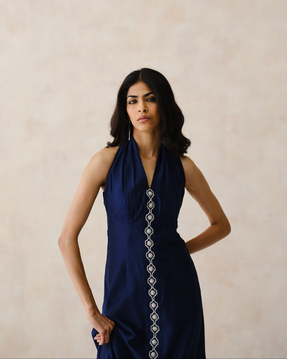 SPINE - Dastan Navy Halter Dress
