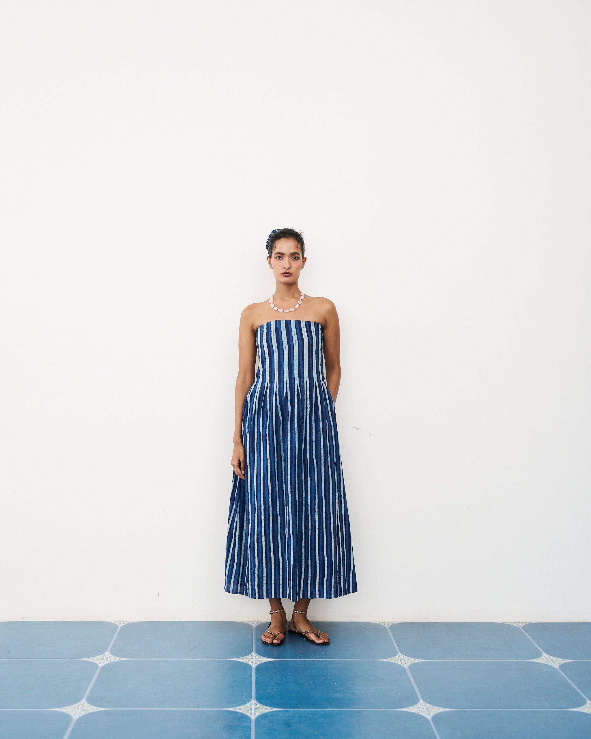 Canal Dress - Riverline Stripe Indigo