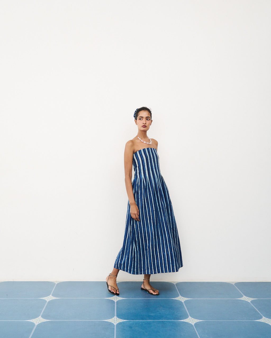 Canal Dress - Riverline Stripe Indigo
