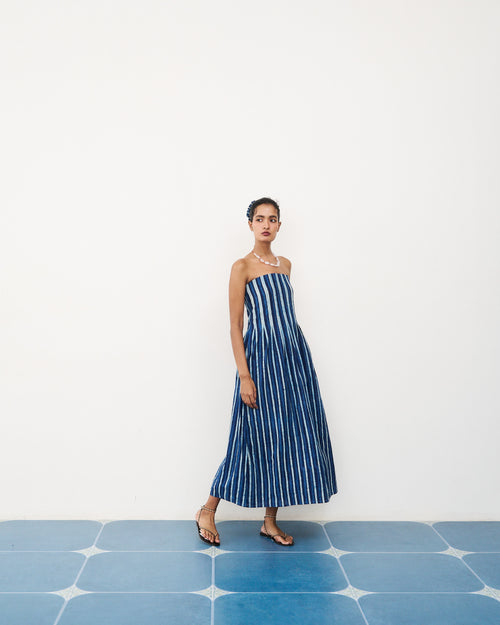 Canal Dress - Riverline Stripe Indigo