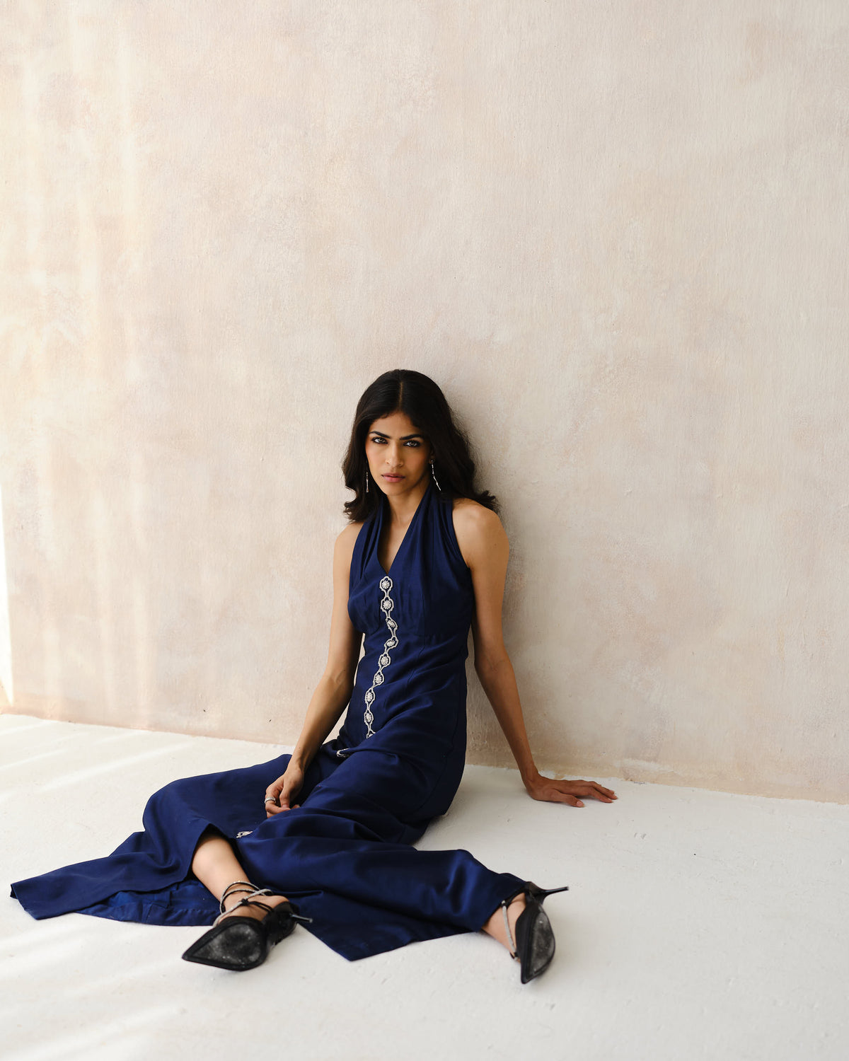 SPINE - Dastan Navy Halter Dress