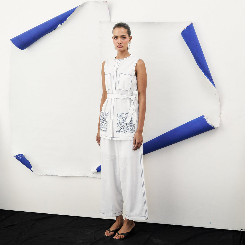 Belted Utility Shirt - Pristine White