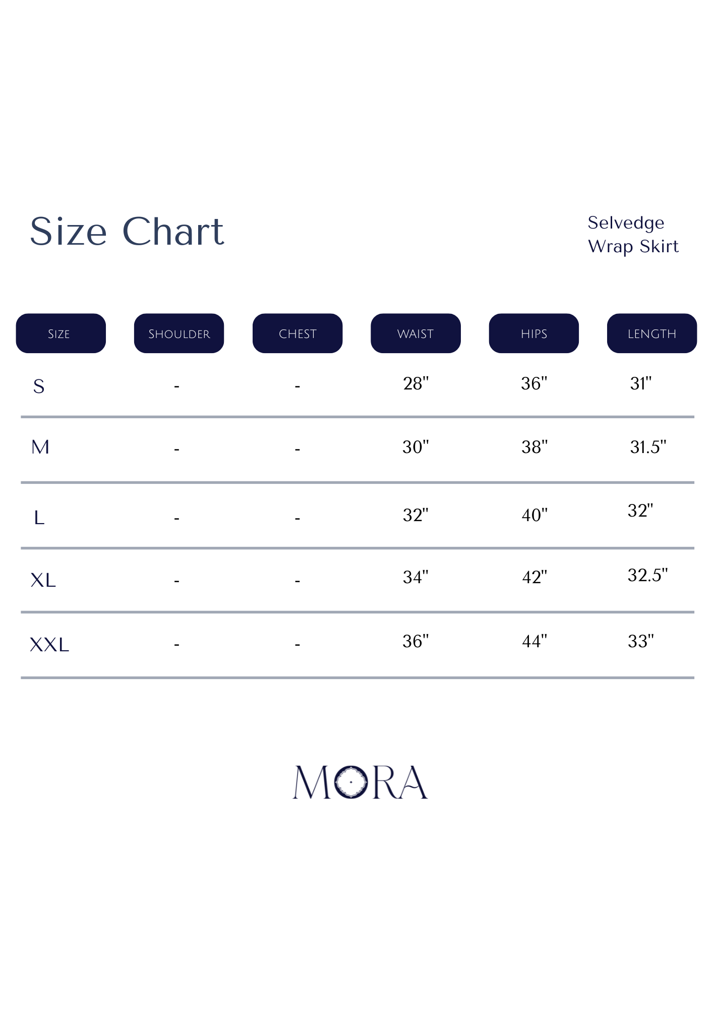 Selvedge Wrap Skirt - Pristine White with Indigo Stitch line
