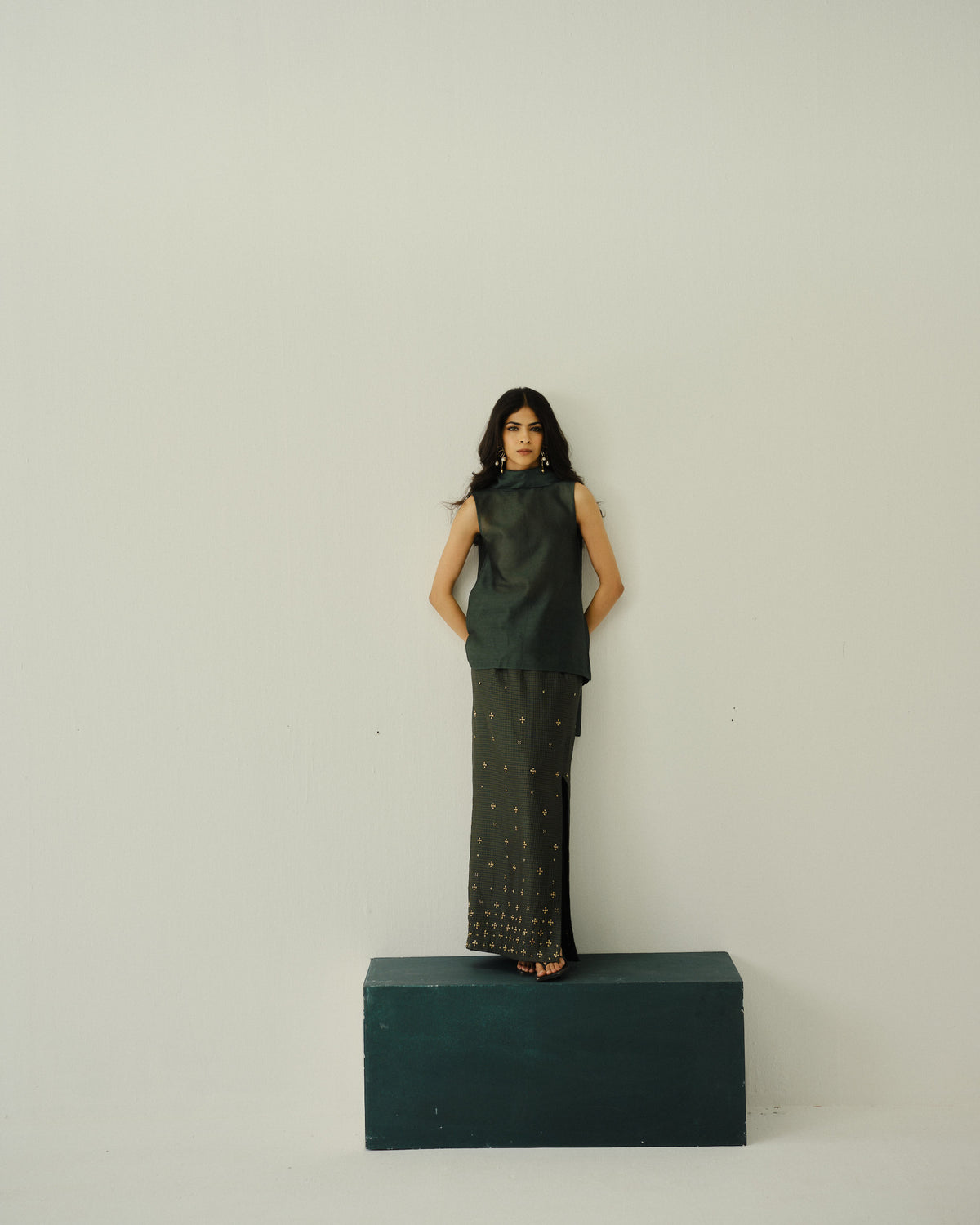 SCATTER - Dakhni Green Skirt