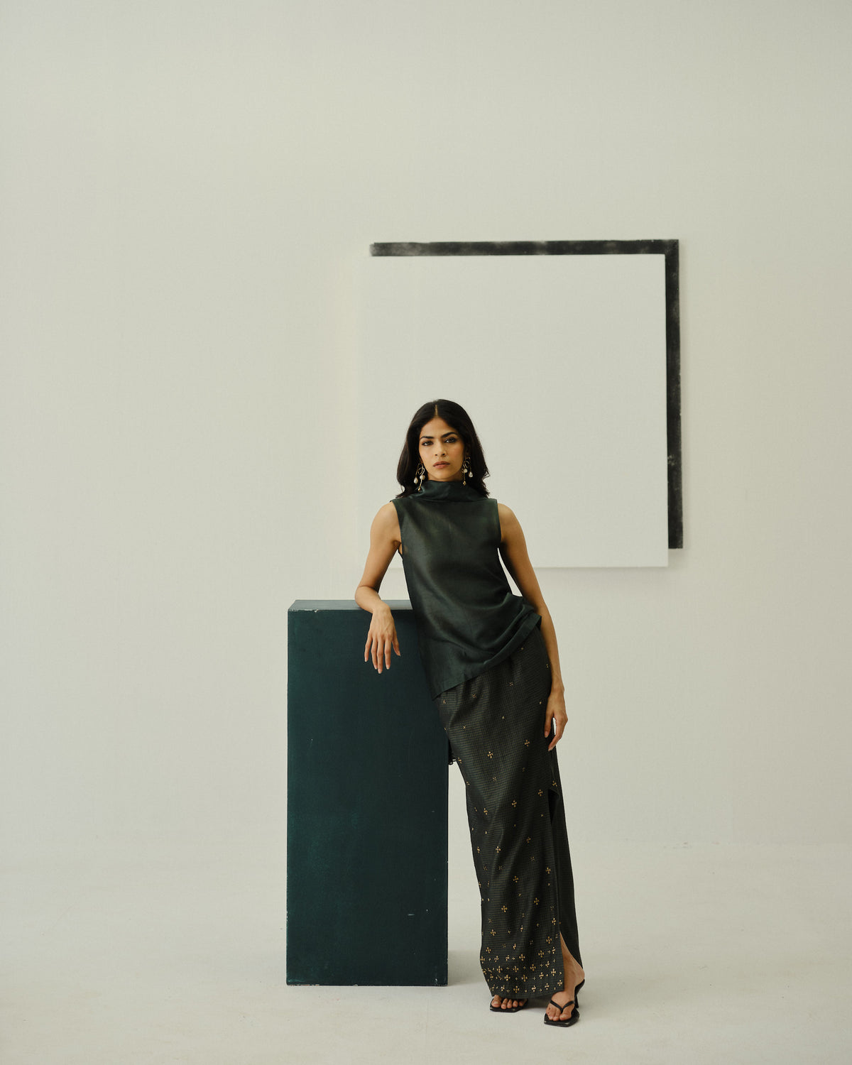 SCATTER - Dakhni Green Skirt