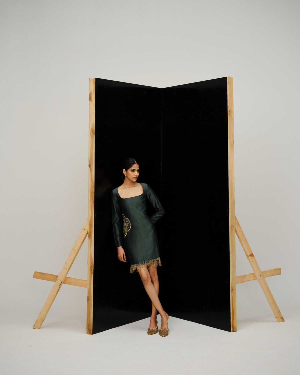 MARGIN - Dakhni Green Dress