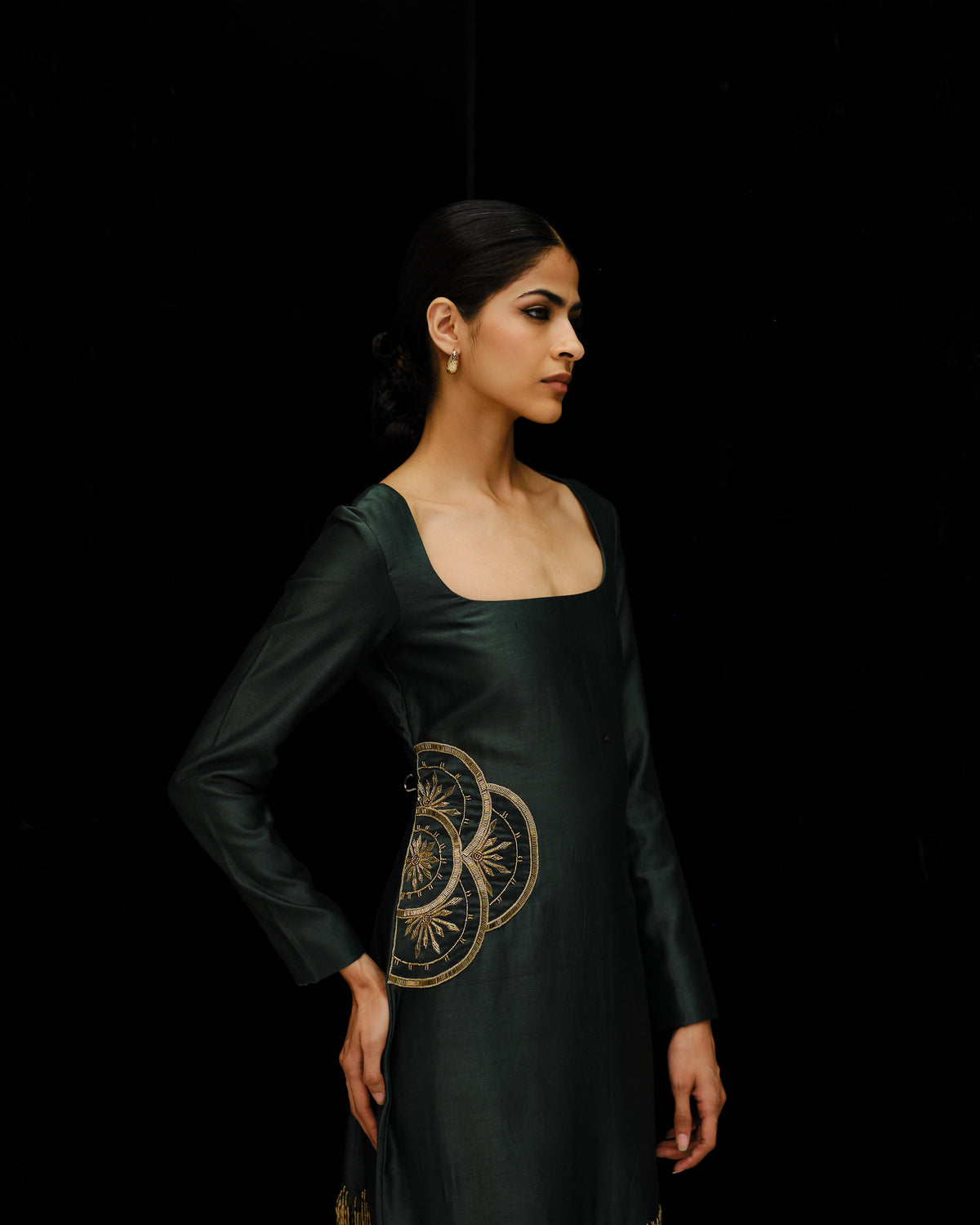 MARGIN - Dakhni Green Dress