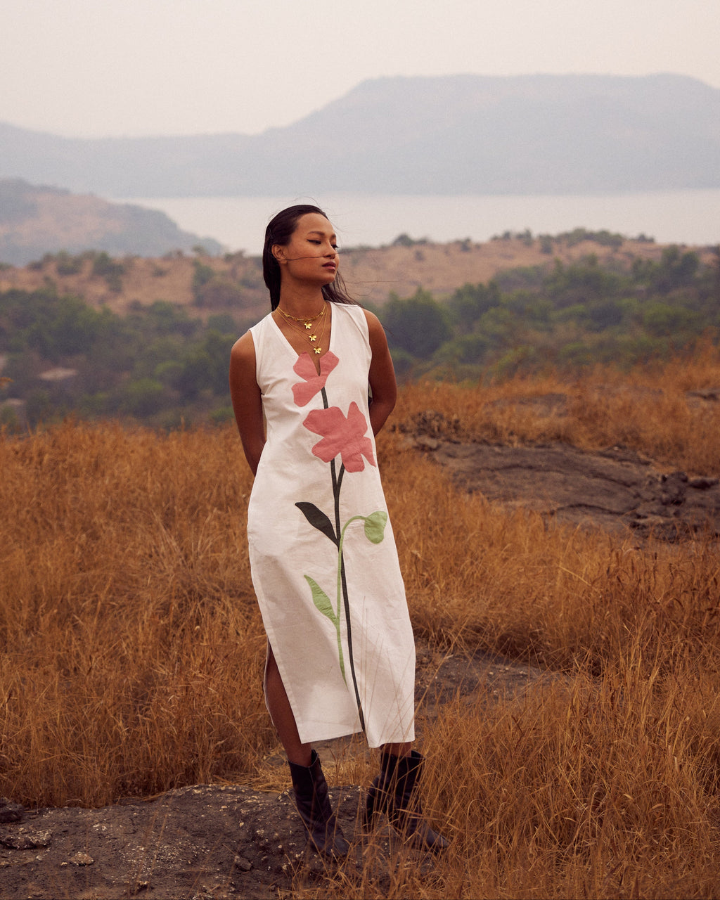 Blooming Springs Long Slit Dress