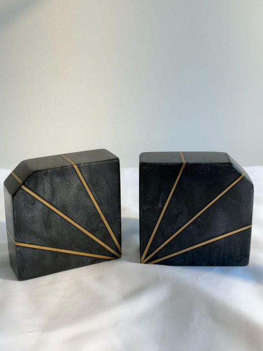 Bookends with Brass Inlay