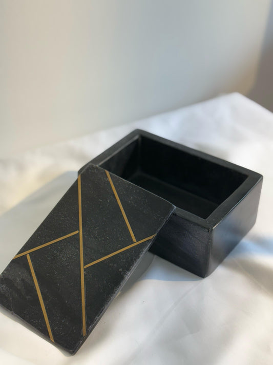 Brass Inlay Box - Black